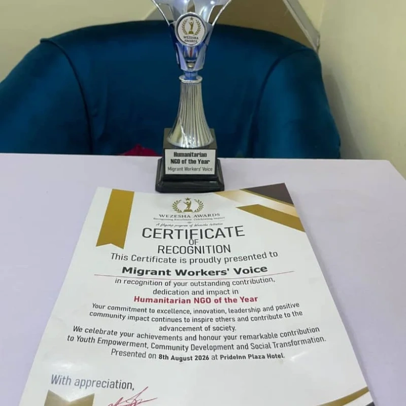 Migrant Workers' Voice Wins Wezesha Award for Humanitarian NGO of the Year 2026